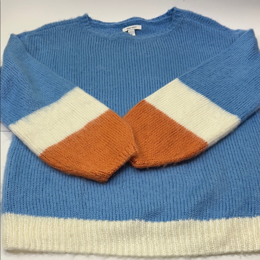 Nine West Women's Soft Blue Crew Neck Sweater - Picture 7 of 16